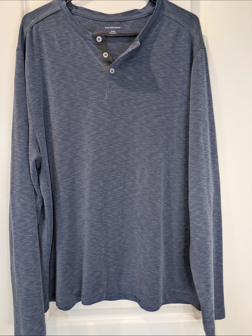 Saks Fifth Avenue Men’s Blue Modal Blend Henley Long Sleeve Shirt XL/TG